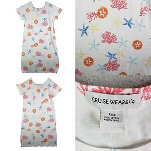 Cruise Wear & Co Dress White Printed Nautical Short Sleeve Women’s Size XXXL New